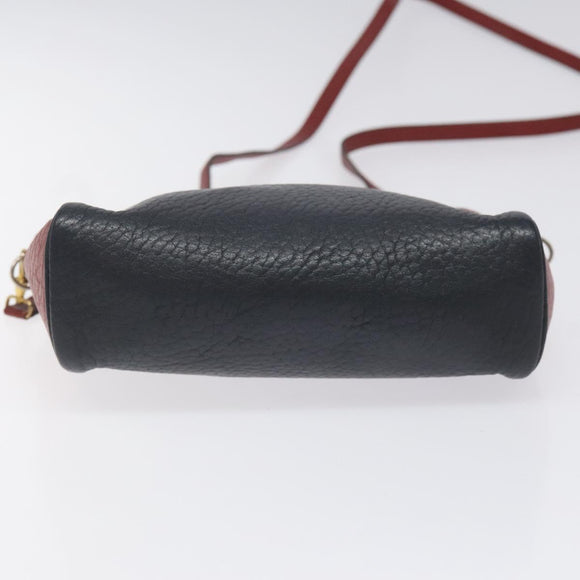 HERMES Jockey Shoulder Bag Leather Navy Gold Auth bs22558