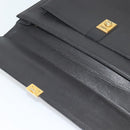 Gianni Versace Business Bag Leather Black Gold Auth bs22567-10