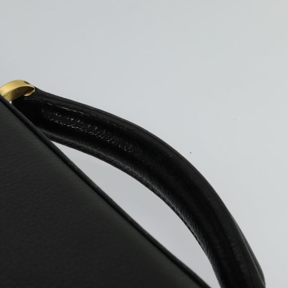 Gianni Versace Business Bag Leather Black Gold Auth bs22567