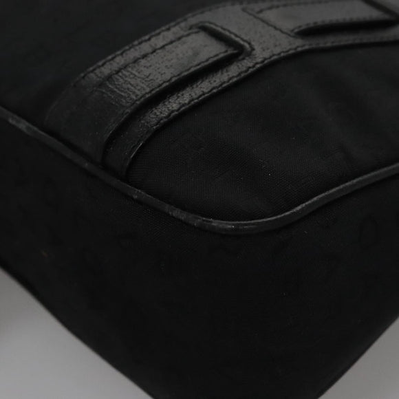 BVLGARI Hand Bag Canvas Black Silver Auth bs22572