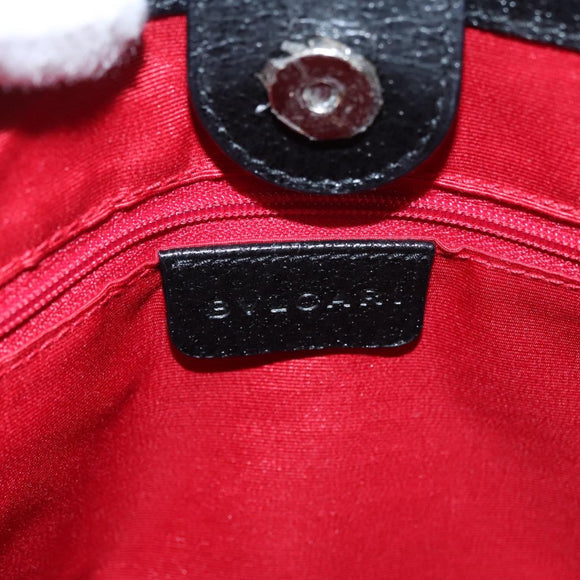 BVLGARI Hand Bag Canvas Black Silver Auth bs22572