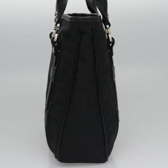 BVLGARI Hand Bag Canvas Black Silver Auth bs22572