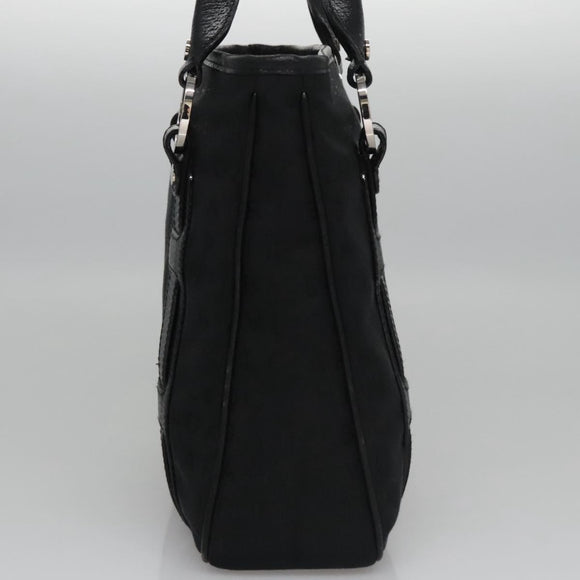 BVLGARI Hand Bag Canvas Black Silver Auth bs22572