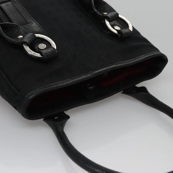 BVLGARI Hand Bag Canvas Black Silver Auth bs22572