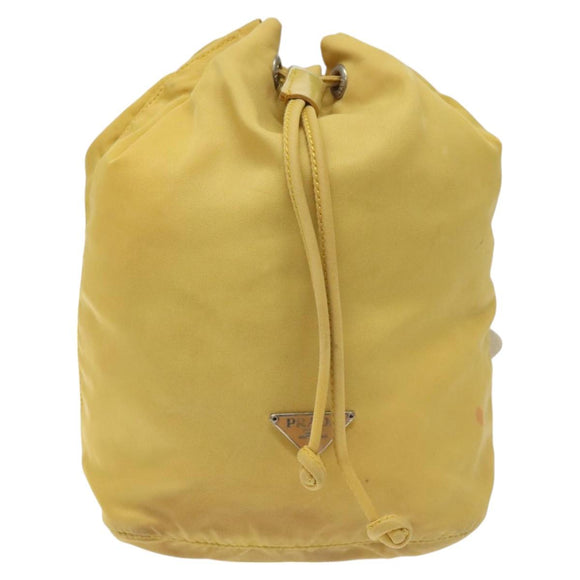 PRADA Pouch Nylon Yellow Auth bs22618