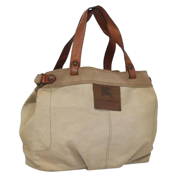 BURBERRY Tote Bag Canvas Beige Auth bs22667
