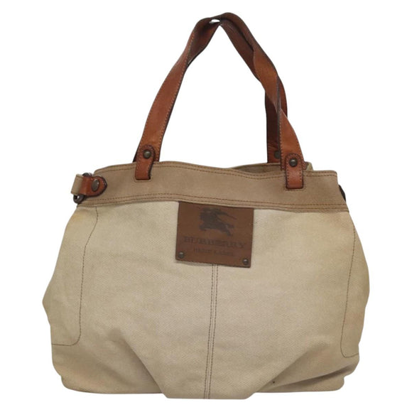 BURBERRY Tote Bag Canvas Beige Auth bs22667