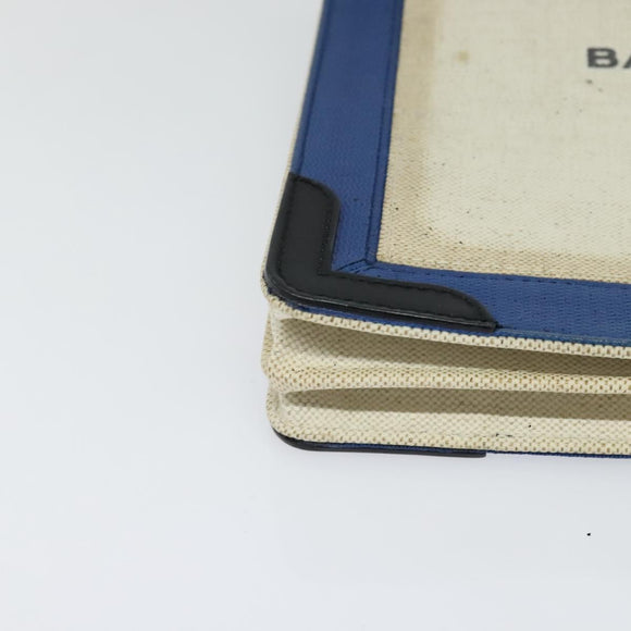 BALENCIAGA Navy Pochette Shoulder Bag Coated Canvas Beige Blue Auth bs22669