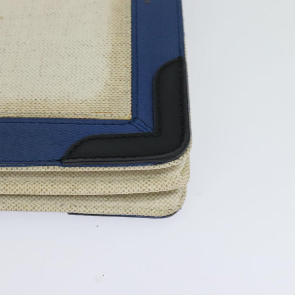 BALENCIAGA Navy Pochette Shoulder Bag Coated Canvas Beige Blue Auth bs22669