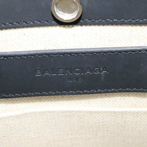 BALENCIAGA Navy Pochette Shoulder Bag Coated Canvas Beige Blue Auth bs22669