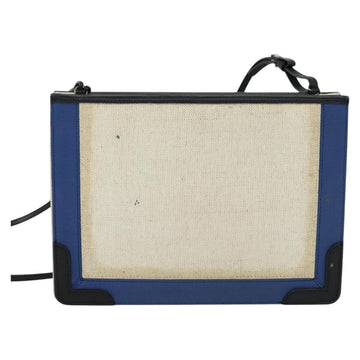 BALENCIAGA Navy Pochette Shoulder Bag Coated Canvas Beige Blue Auth bs22669 - 0