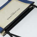 BALENCIAGA Navy Pochette Shoulder Bag Coated Canvas Beige Blue Auth bs22669-6