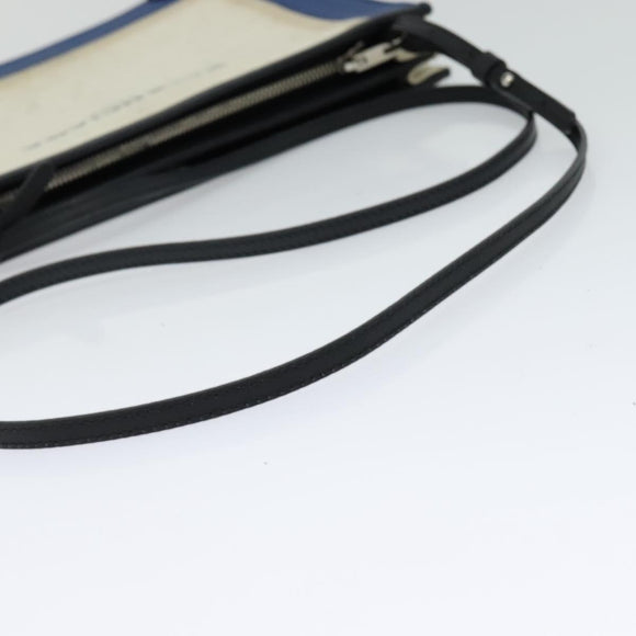 BALENCIAGA Navy Pochette Shoulder Bag Coated Canvas Beige Blue Auth bs22669