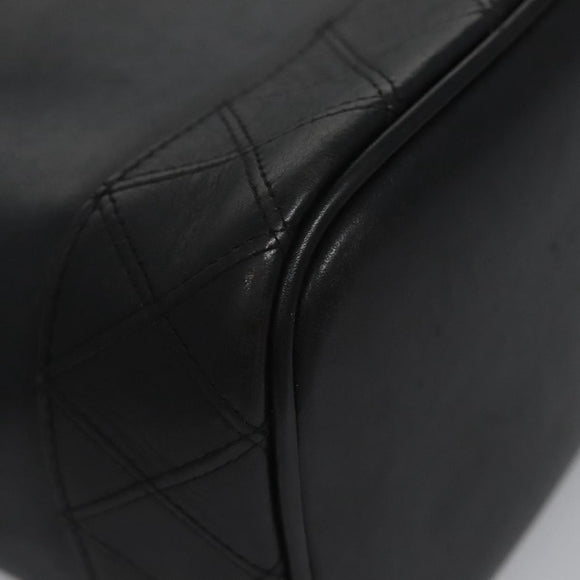 CHANEL Bicolore Vanity Hand Bag Leather Black CC Auth bs22678