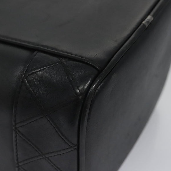 CHANEL Bicolore Vanity Hand Bag Leather Black CC Auth bs22678