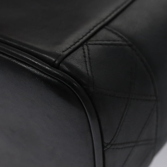 CHANEL Bicolore Vanity Hand Bag Leather Black CC Auth bs22678