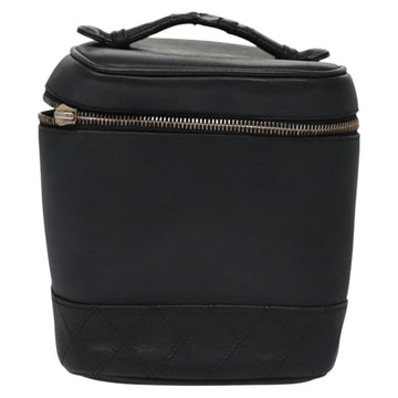 CHANEL Bicolore Vanity Hand Bag Leather Black CC Auth bs22678 - 0