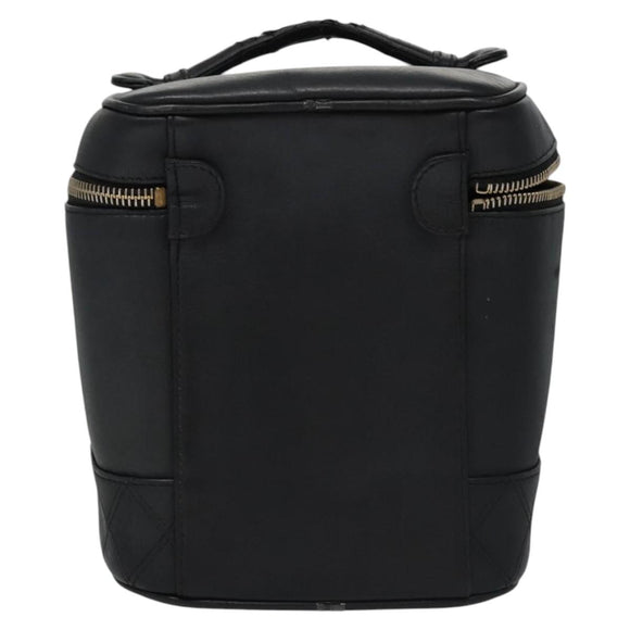 CHANEL Bicolore Vanity Hand Bag Leather Black CC Auth bs22678