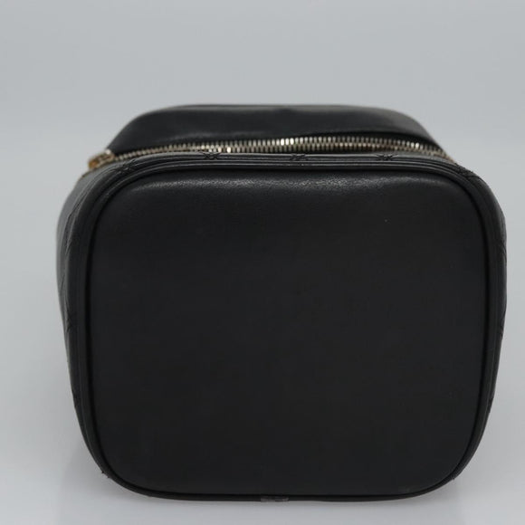CHANEL Bicolore Vanity Hand Bag Leather Black CC Auth bs22678