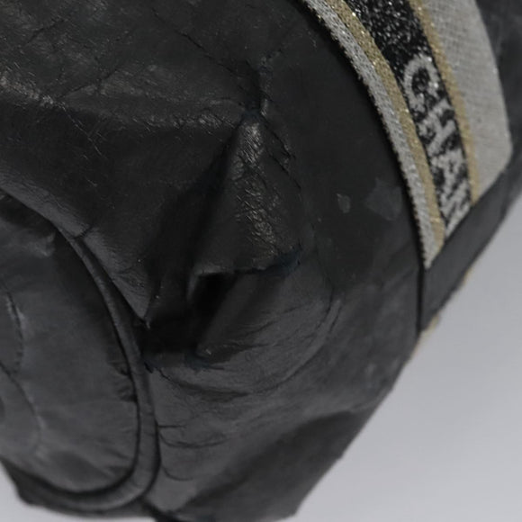 CHANEL Matelasse Hand Bag Patent Leather Silver CC Auth bs22699