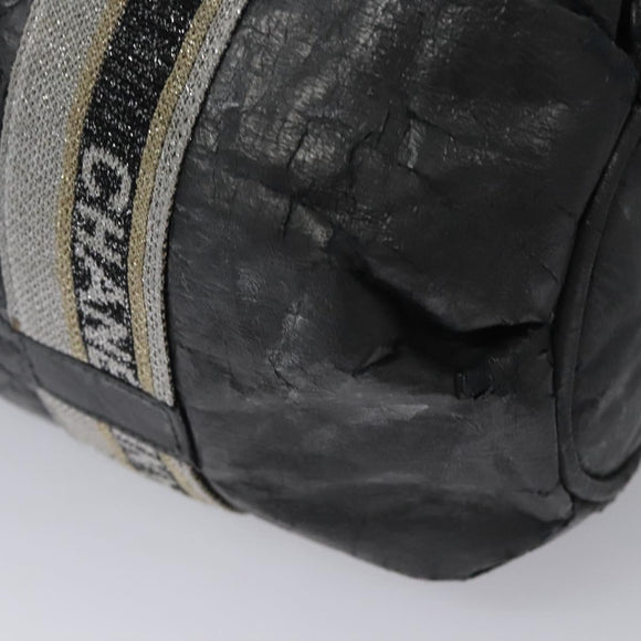 CHANEL Matelasse Hand Bag Patent Leather Silver CC Auth bs22699