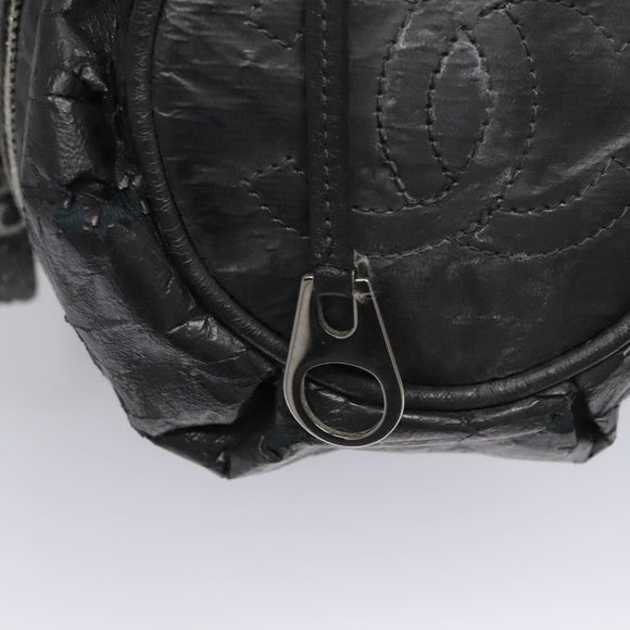 CHANEL Matelasse Hand Bag Patent Leather Silver CC Auth bs22699