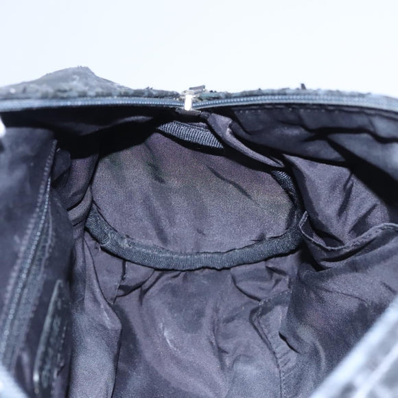 CHANEL Matelasse Hand Bag Patent Leather Silver CC Auth bs22699