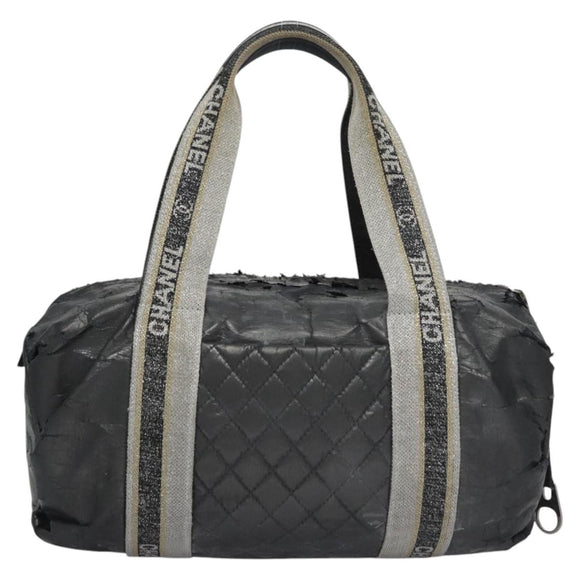 CHANEL Matelasse Hand Bag Patent Leather Silver CC Auth bs22699