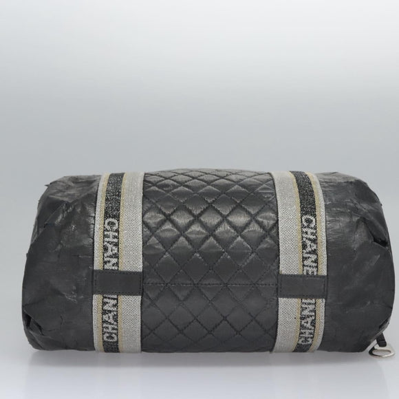 CHANEL Matelasse Hand Bag Patent Leather Silver CC Auth bs22699