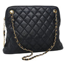 CHANEL Matelasse Chain Shoulder Bag Lamb Skin Navy Gold CC Auth bs22709-1