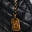CHANEL Matelasse Chain Shoulder Bag Lamb Skin Navy Gold CC Auth bs22709-10