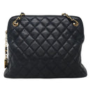 CHANEL Matelasse Chain Shoulder Bag Lamb Skin Navy Gold CC Auth bs22709-13