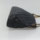 CHANEL Matelasse Chain Shoulder Bag Lamb Skin Navy Gold CC Auth bs22709-3