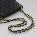 CHANEL Matelasse Chain Shoulder Bag Lamb Skin Navy Gold CC Auth bs22709-7