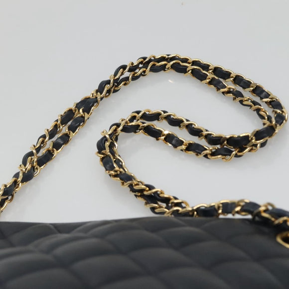 CHANEL Matelasse Chain Shoulder Bag Lamb Skin Navy Gold CC Auth bs22709