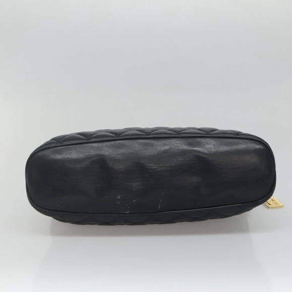 CHANEL Matelasse Chain Shoulder Bag Lamb Skin Navy Gold CC Auth bs22709