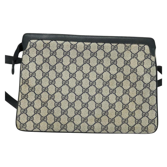 GUCCI GG Supreme Sherry Line Shoulder Bag PVC Navy Red 41 02 090 Auth bs22750