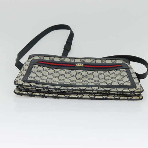 GUCCI GG Supreme Sherry Line Shoulder Bag PVC Navy Red 41 02 090 Auth bs22750