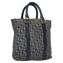 Christian Dior Trotter Canvas Hand Bag Navy Gold Auth bs22777-1