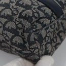Christian Dior Trotter Canvas Hand Bag Navy Gold Auth bs22777-9
