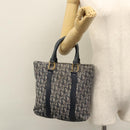 Christian Dior Trotter Canvas Hand Bag Navy Gold Auth bs22777-22