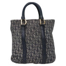 Christian Dior Trotter Canvas Hand Bag Navy Gold Auth bs22777-2