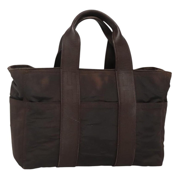 HERMES Acape Luco PM Hand Bag Nylon Brown Auth bs22799