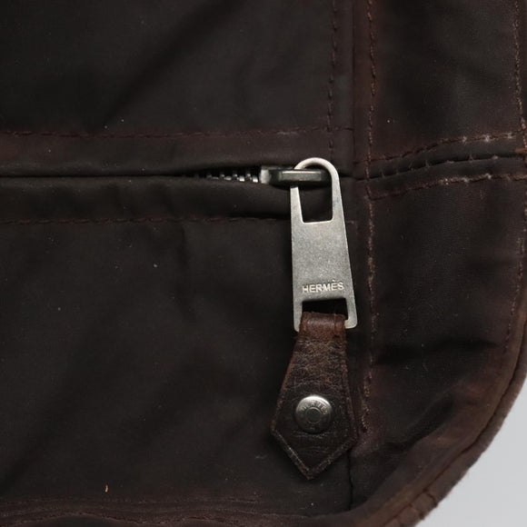 HERMES Acape Luco PM Hand Bag Nylon Brown Auth bs22799