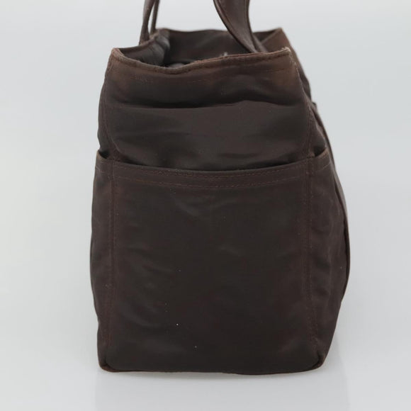HERMES Acape Luco PM Hand Bag Nylon Brown Auth bs22799