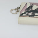 Christian Dior Chain Wallet Leather White Silver Auth bs22820-15