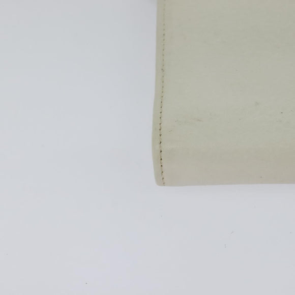 Christian Dior Chain Wallet Leather White Silver Auth bs22820