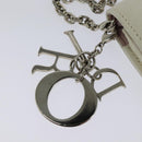 Christian Dior Chain Wallet Leather White Silver Auth bs22820-8