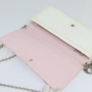 Christian Dior Chain Wallet Leather White Silver Auth bs22820-9