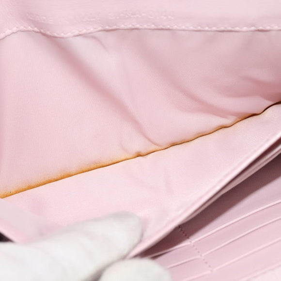 Christian Dior Chain Wallet Leather White Silver Auth bs22820